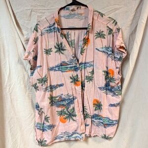Pink Beach Top Button Front